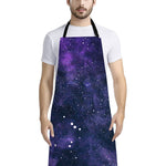 Dark Purple Galaxy Outer Space Print Bib Apron With Pocket