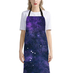 Dark Purple Galaxy Outer Space Print Bib Apron With Pocket