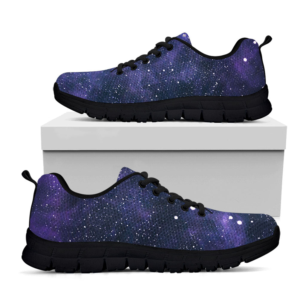 Dark Purple Galaxy Outer Space Print Black Running Shoes