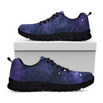 Dark Purple Galaxy Outer Space Print Black Running Shoes