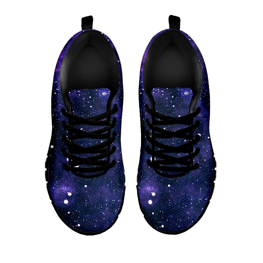 Dark Purple Galaxy Outer Space Print Black Running Shoes