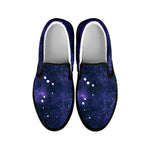 Dark Purple Galaxy Outer Space Print Black Slip On Sneakers