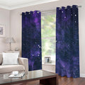 Dark Purple Galaxy Outer Space Print Dimout Grommet Curtains