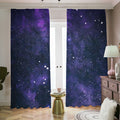 Dark Purple Galaxy Outer Space Print Dimout Pencil Pleat Curtains