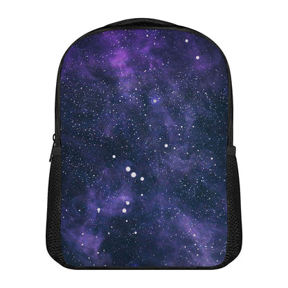 Dark Purple Galaxy Outer Space Print Casual Backpack