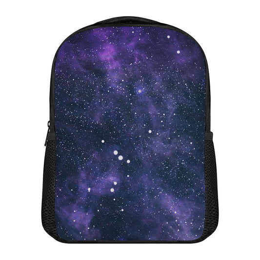 Dark Purple Galaxy Outer Space Print Casual Backpack