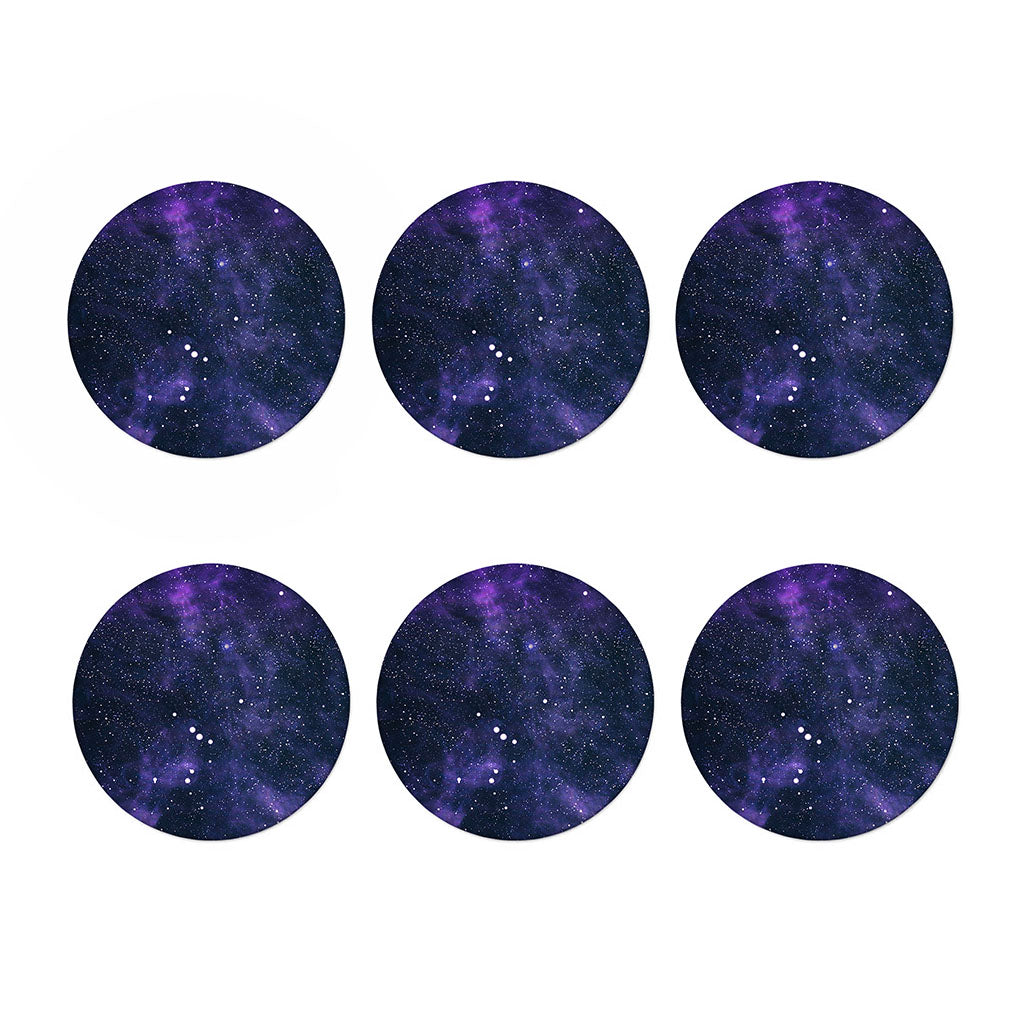 Dark Purple Galaxy Outer Space Print Coaster Set