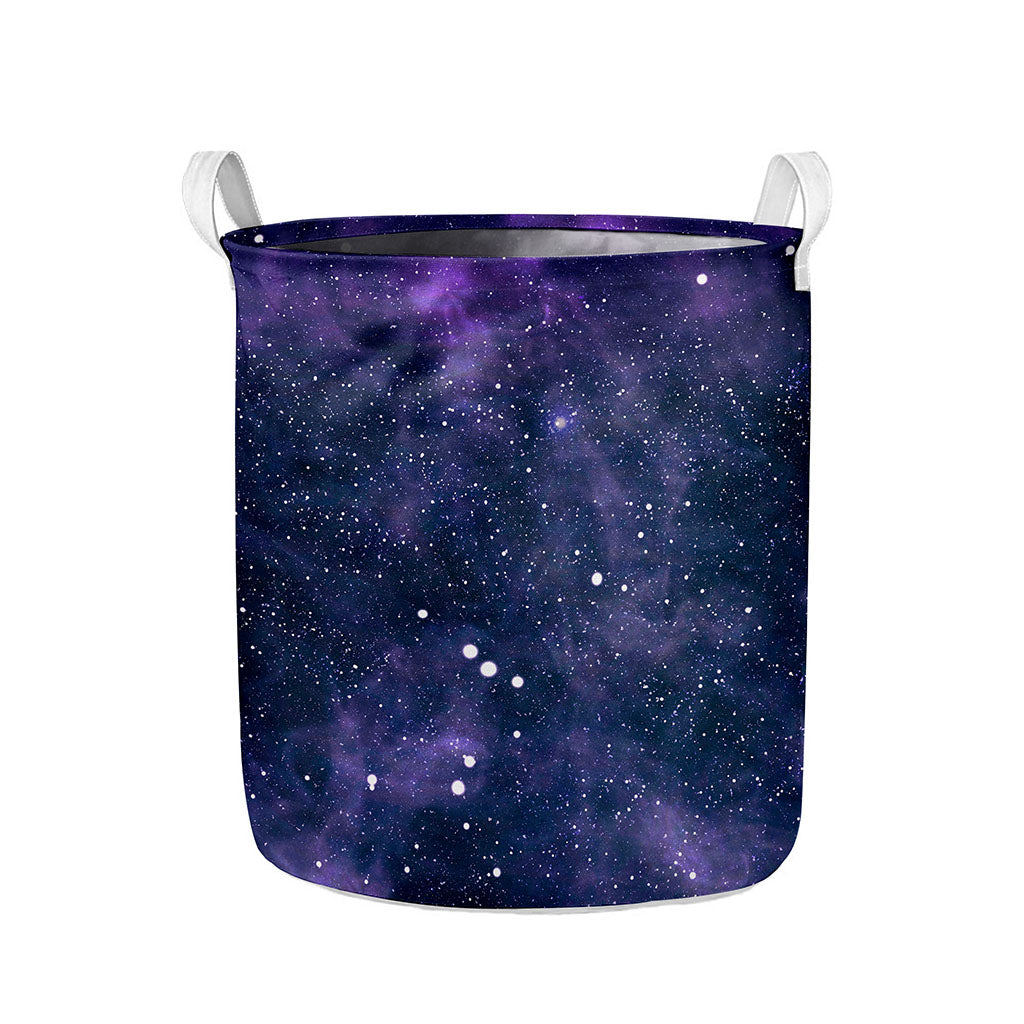 Dark Purple Galaxy Outer Space Print Collapsible Laundry Basket