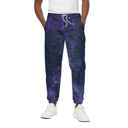 Dark Purple Galaxy Outer Space Print Cotton Pants