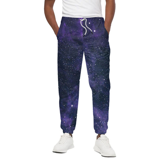 Dark Purple Galaxy Outer Space Print Cotton Pants