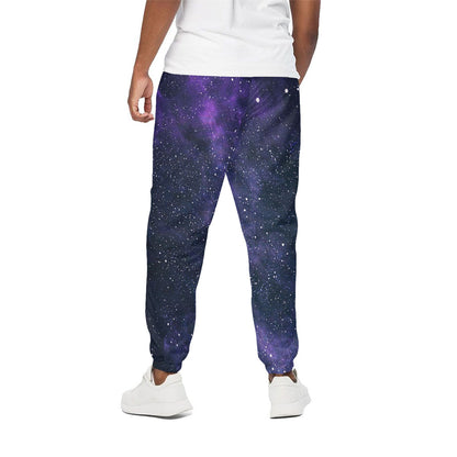 Dark Purple Galaxy Outer Space Print Cotton Pants