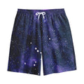 Dark Purple Galaxy Outer Space Print Cotton Shorts