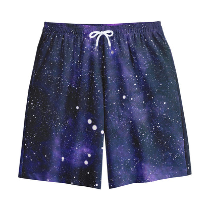 Dark Purple Galaxy Outer Space Print Cotton Shorts