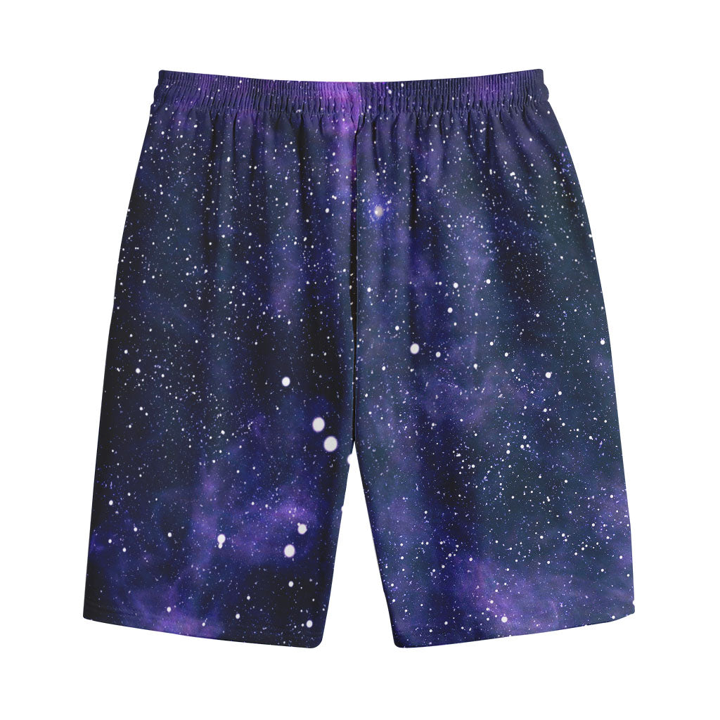 Dark Purple Galaxy Outer Space Print Cotton Shorts