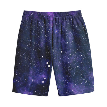Dark Purple Galaxy Outer Space Print Cotton Shorts