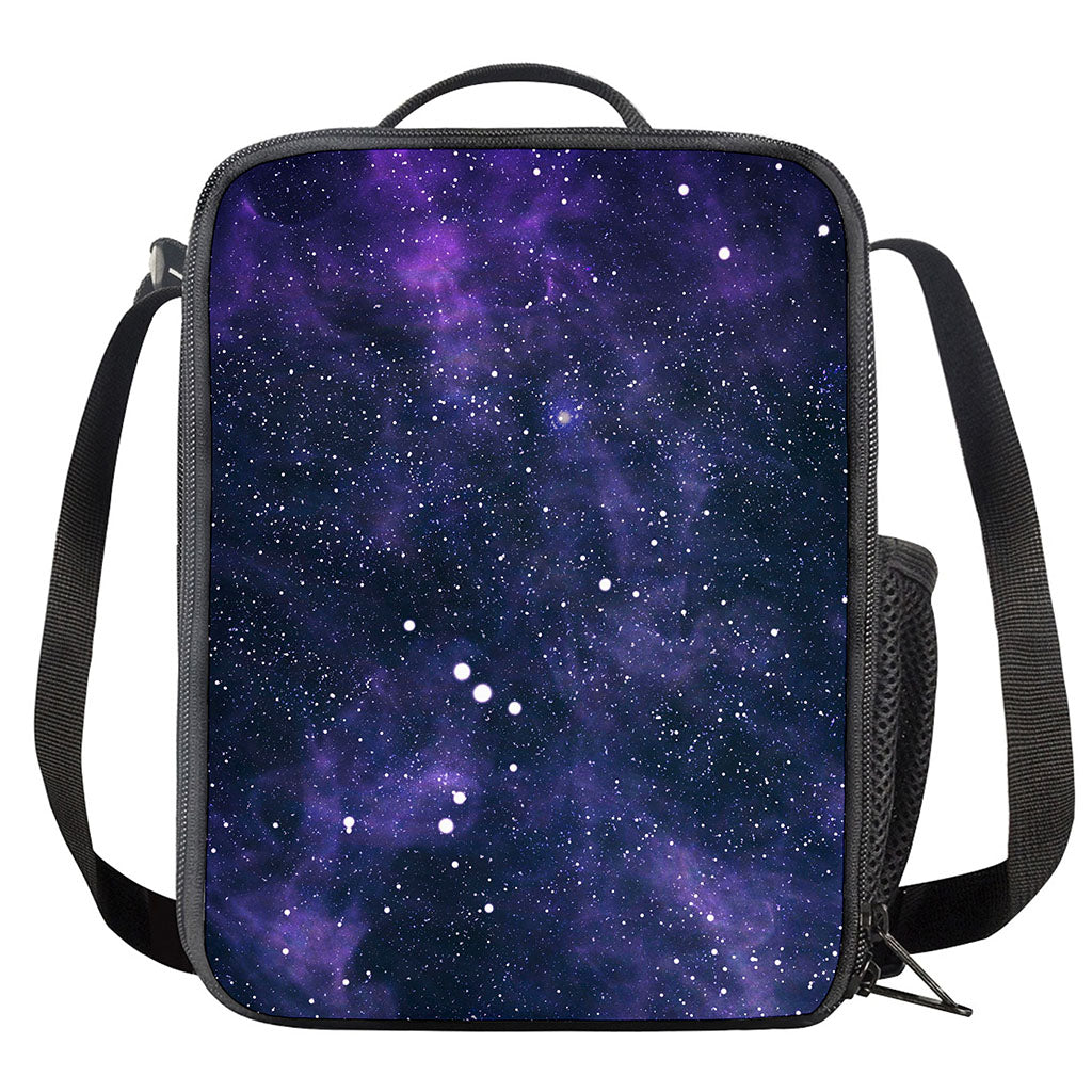 Dark Purple Galaxy Outer Space Print Crossbody Lunch Bag