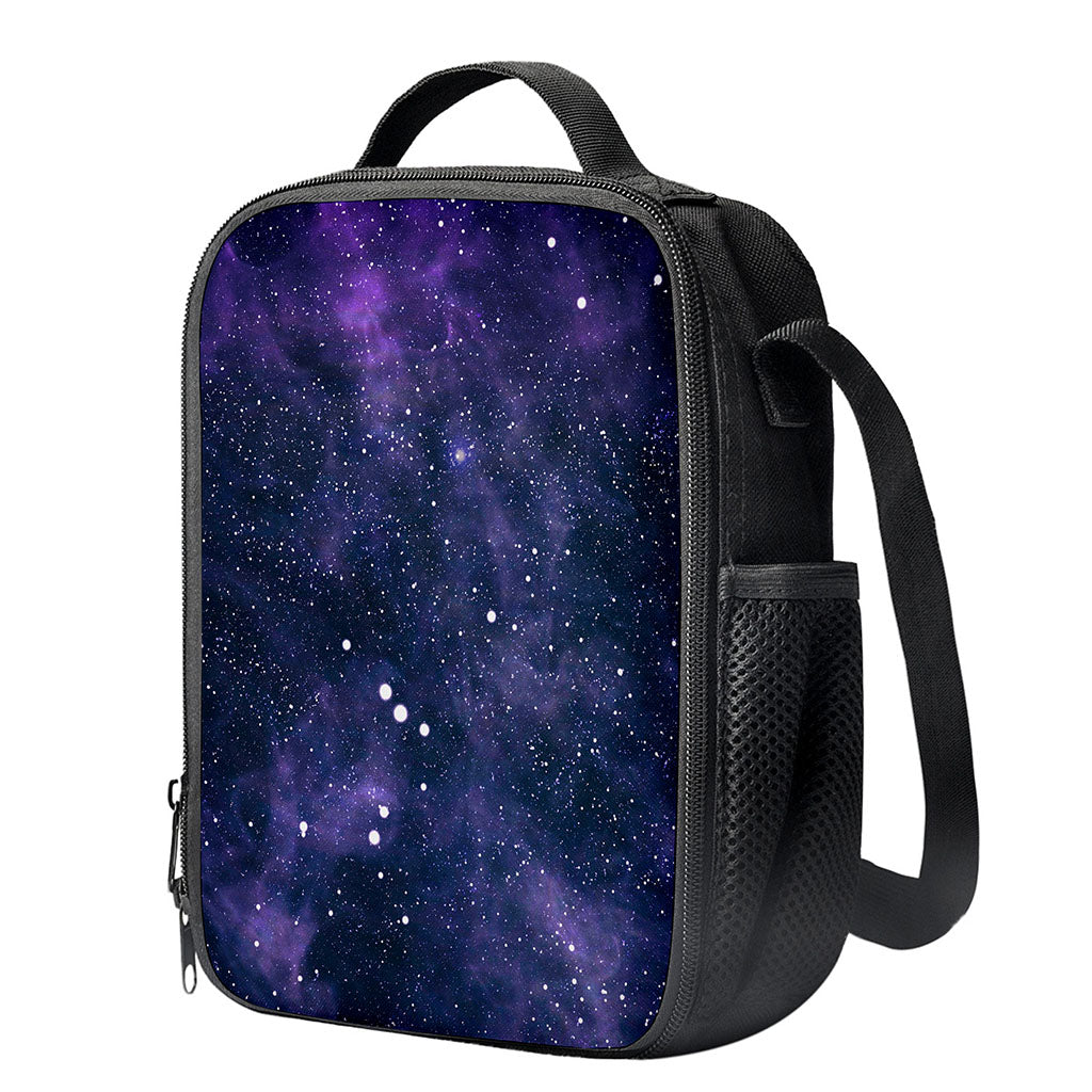 Dark Purple Galaxy Outer Space Print Crossbody Lunch Bag