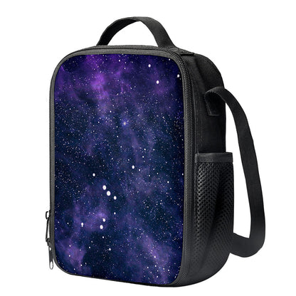 Dark Purple Galaxy Outer Space Print Crossbody Lunch Bag