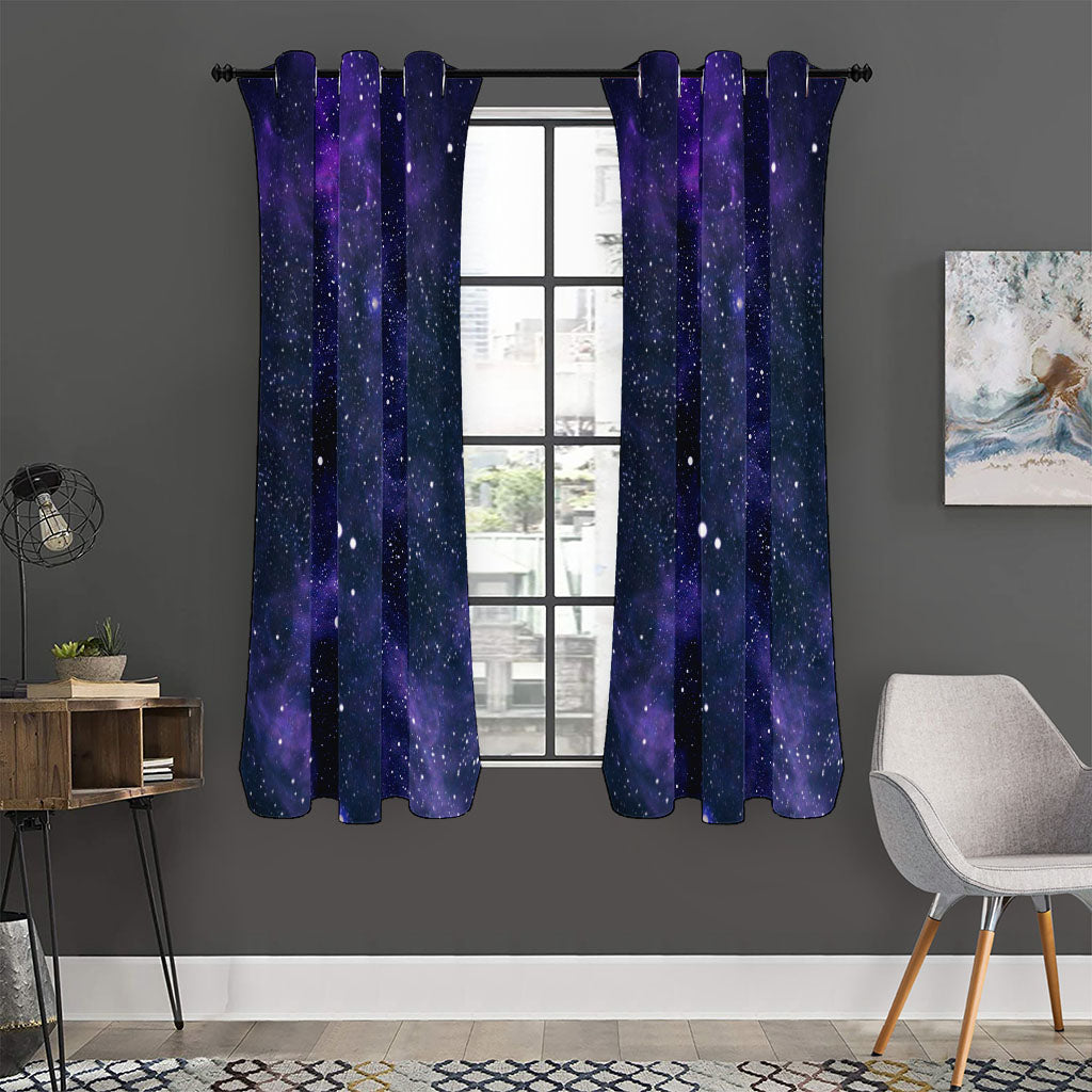 Dark Purple Galaxy Outer Space Print Curtain