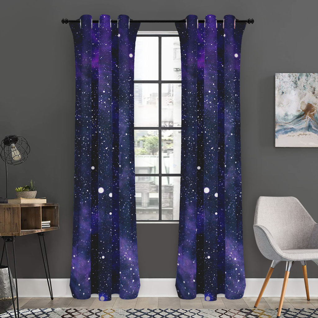Dark Purple Galaxy Outer Space Print Curtain