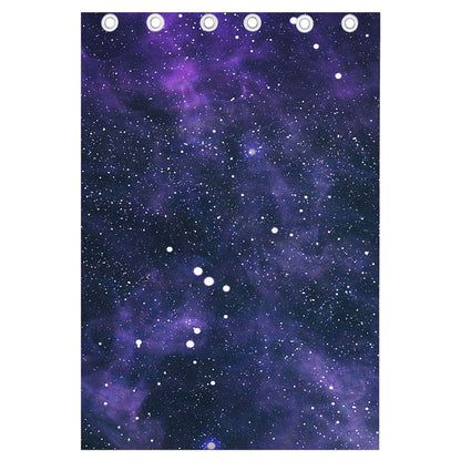 Dark Purple Galaxy Outer Space Print Curtain