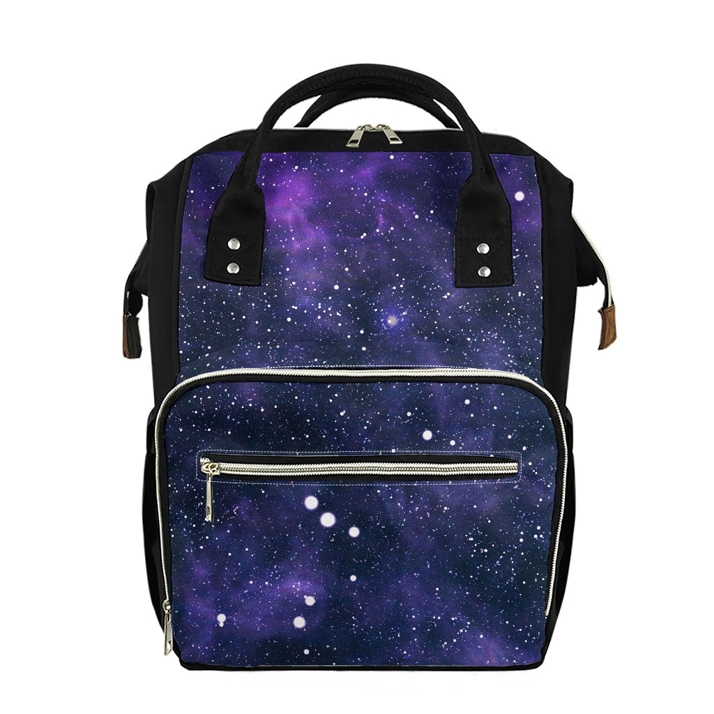 Dark Purple Galaxy Outer Space Print Diaper Bag
