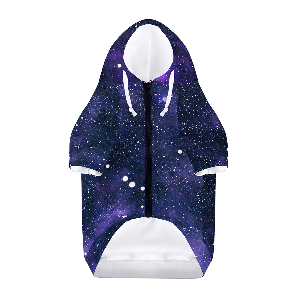 Dark Purple Galaxy Outer Space Print Dog Zip Up Hoodie