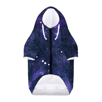 Dark Purple Galaxy Outer Space Print Dog Zip Up Hoodie