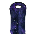 Dark Purple Galaxy Outer Space Print Double Neoprene Wine Tote