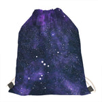 Dark Purple Galaxy Outer Space Print Drawstring Bag