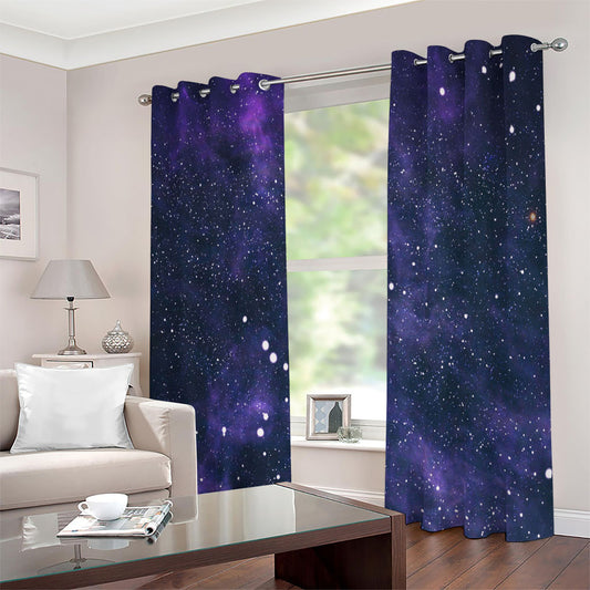 Dark Purple Galaxy Outer Space Print Extra Wide Grommet Curtains
