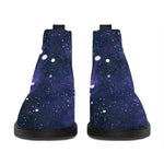 Dark Purple Galaxy Outer Space Print Flat Ankle Boots