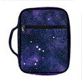 Dark Purple Galaxy Outer Space Print Front Pocket Bible Bag