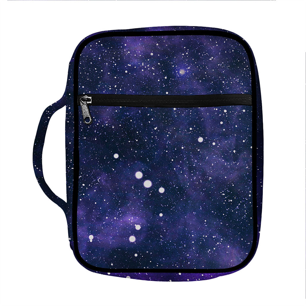 Dark Purple Galaxy Outer Space Print Front Pocket Bible Bag