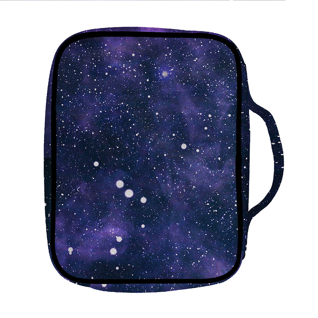 Dark Purple Galaxy Outer Space Print Front Pocket Bible Bag