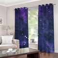 Dark Purple Galaxy Outer Space Print Grommet Curtains