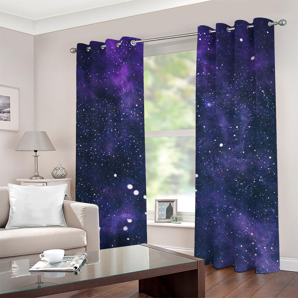 Dark Purple Galaxy Outer Space Print Grommet Curtains