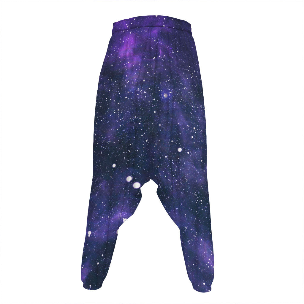 Dark Purple Galaxy Outer Space Print Hammer Pants