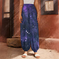 Dark Purple Galaxy Outer Space Print Harem Pants