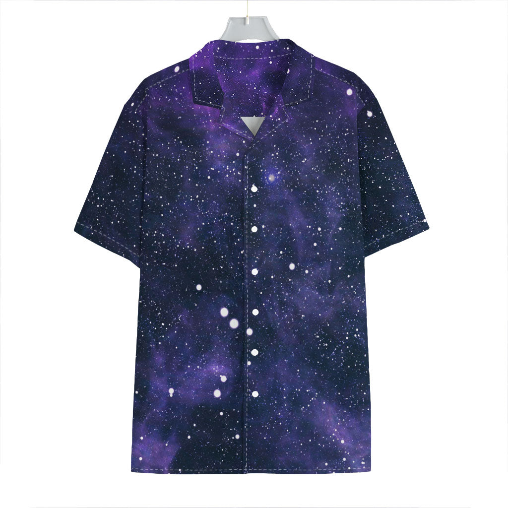 Dark Purple Galaxy Outer Space Print Hawaiian Shirt