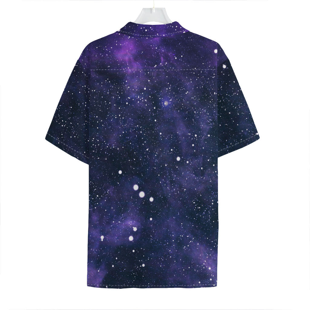 Dark Purple Galaxy Outer Space Print Hawaiian Shirt