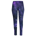 Dark Purple Galaxy Outer Space Print High-Waisted Pocket Leggings