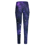 Dark Purple Galaxy Outer Space Print High-Waisted Pocket Leggings
