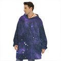 Dark Purple Galaxy Outer Space Print Hoodie Blanket