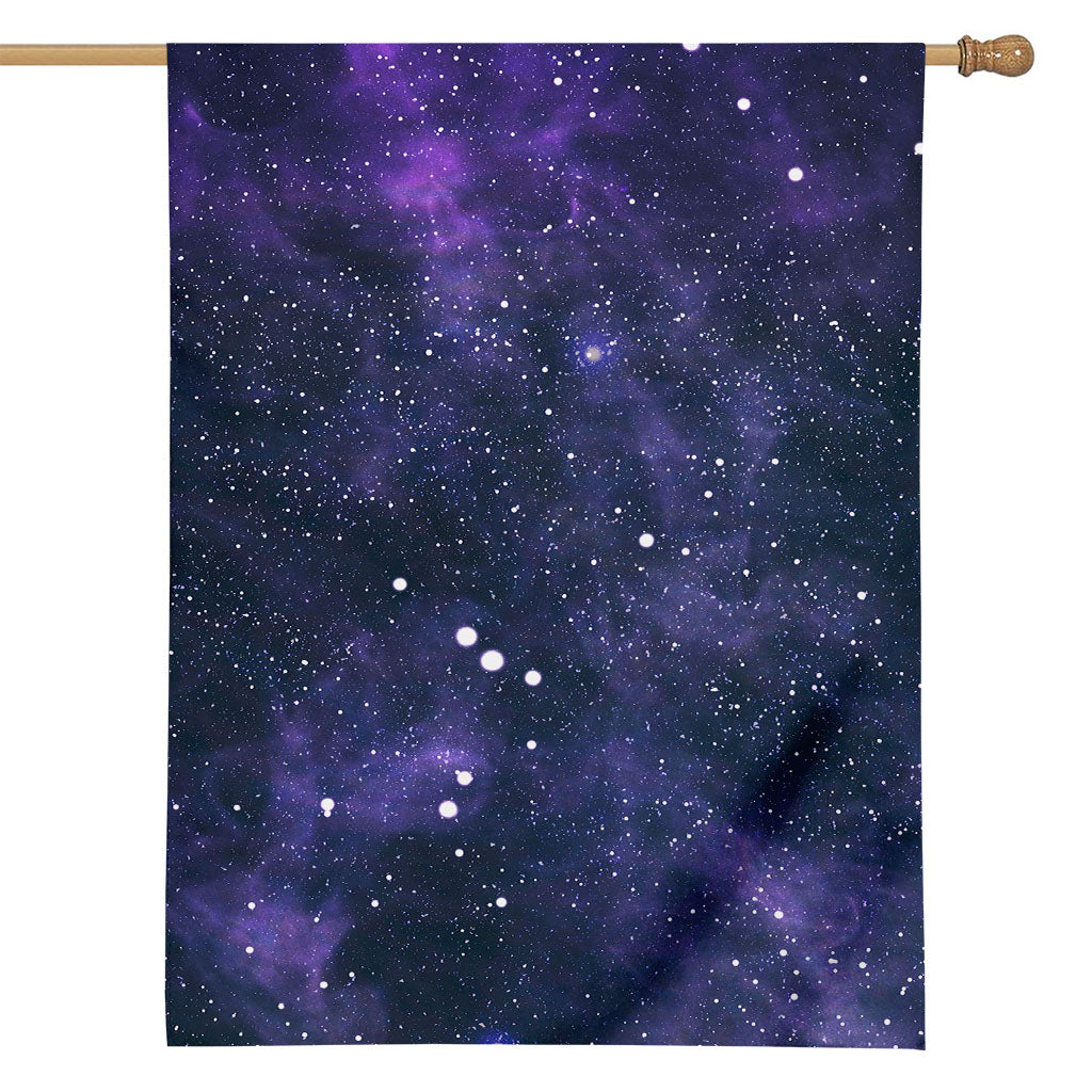 Dark Purple Galaxy Outer Space Print House Flag