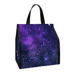 Dark Purple Galaxy Outer Space Print Insulated Lunch Tote