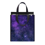 Dark Purple Galaxy Outer Space Print Insulated Lunch Tote