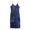Dark Purple Galaxy Outer Space Print Jersey Midi Cami Dress