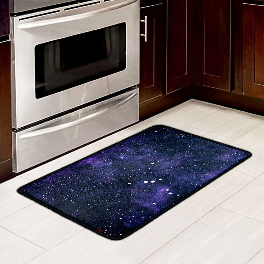 Dark Purple Galaxy Outer Space Print Kitchen Mat