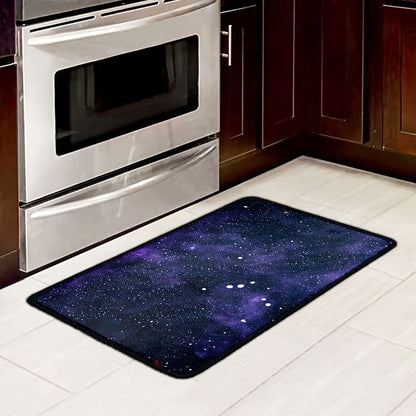Dark Purple Galaxy Outer Space Print Kitchen Mat